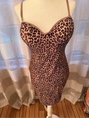 JLUXLABEL Leopard Print Slip Dress in Brown and Black